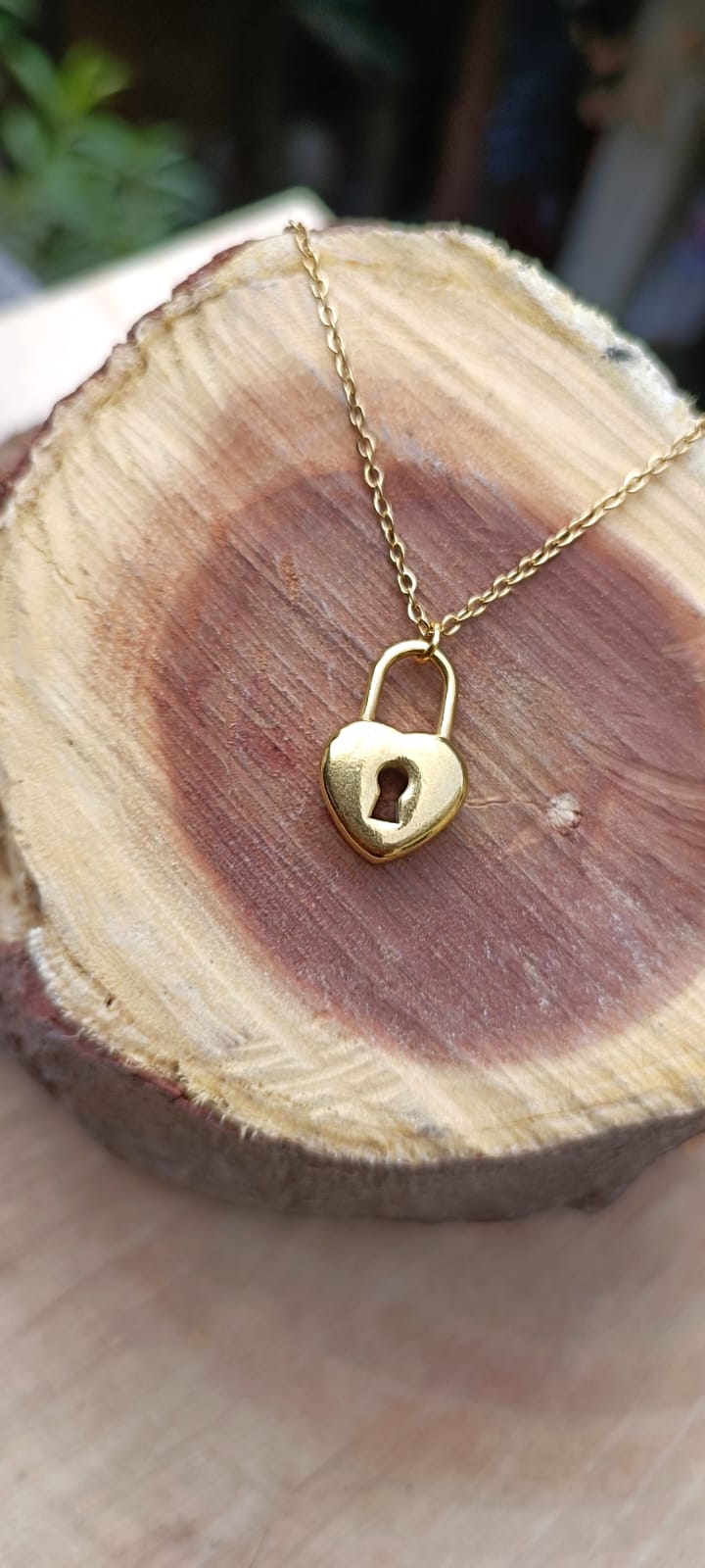 Collar amuleto candado de corazón acero inoxidable