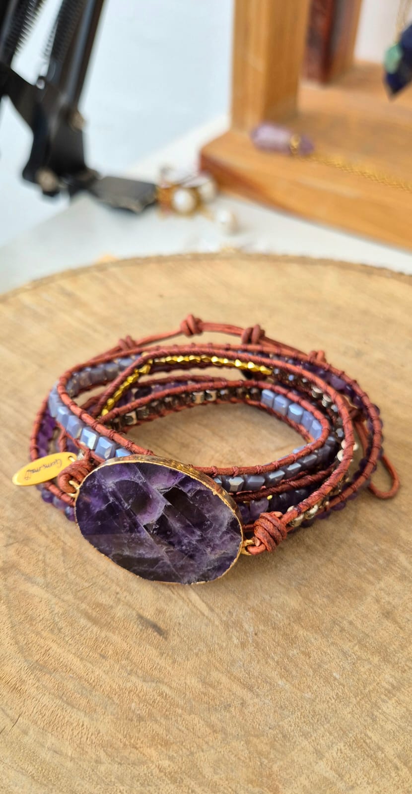 Maxi brazalete piel amatista