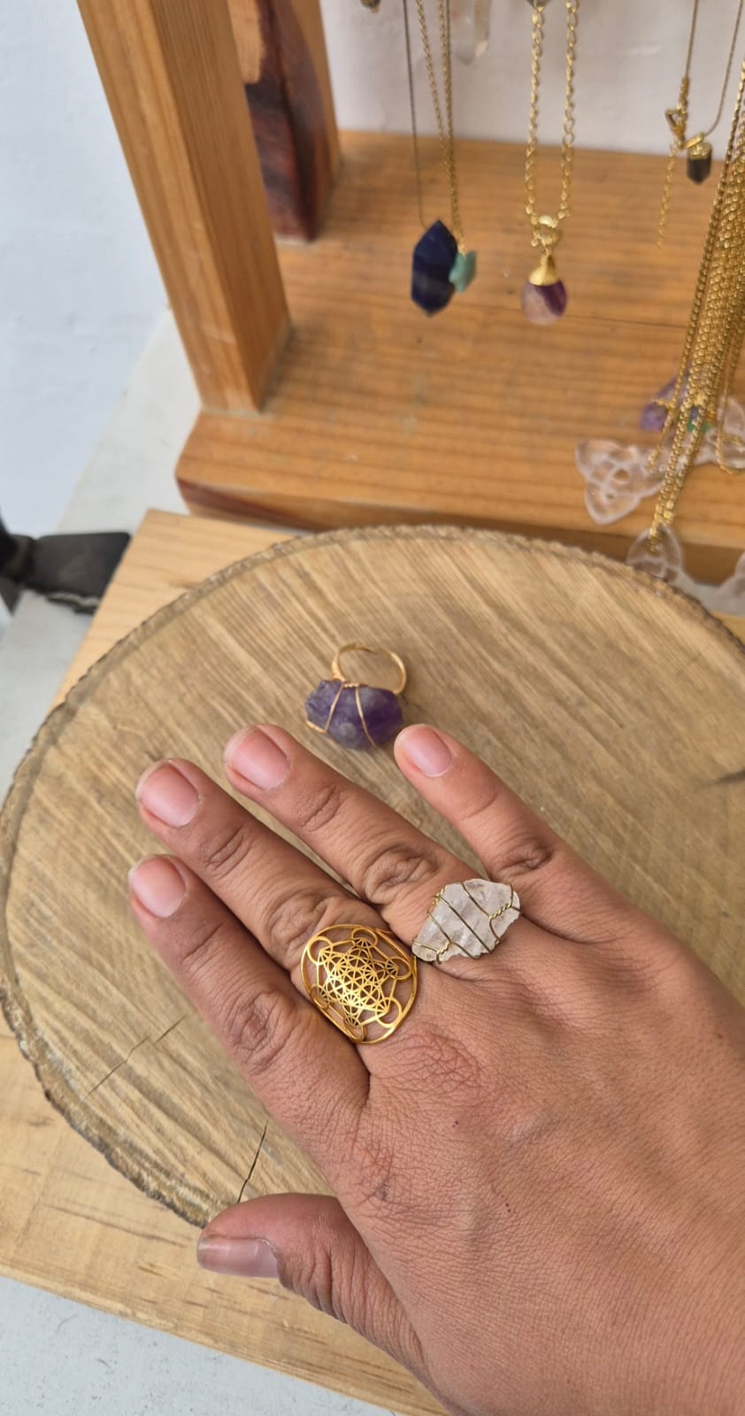 Anillo ajustable cuarzo barroco