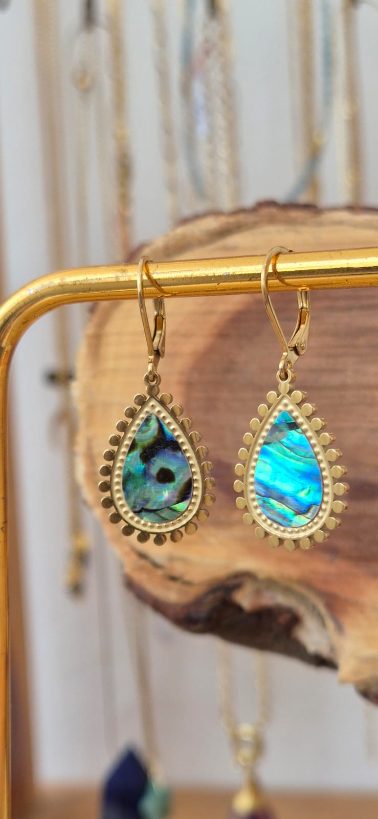 Aretes gota concha de abulón