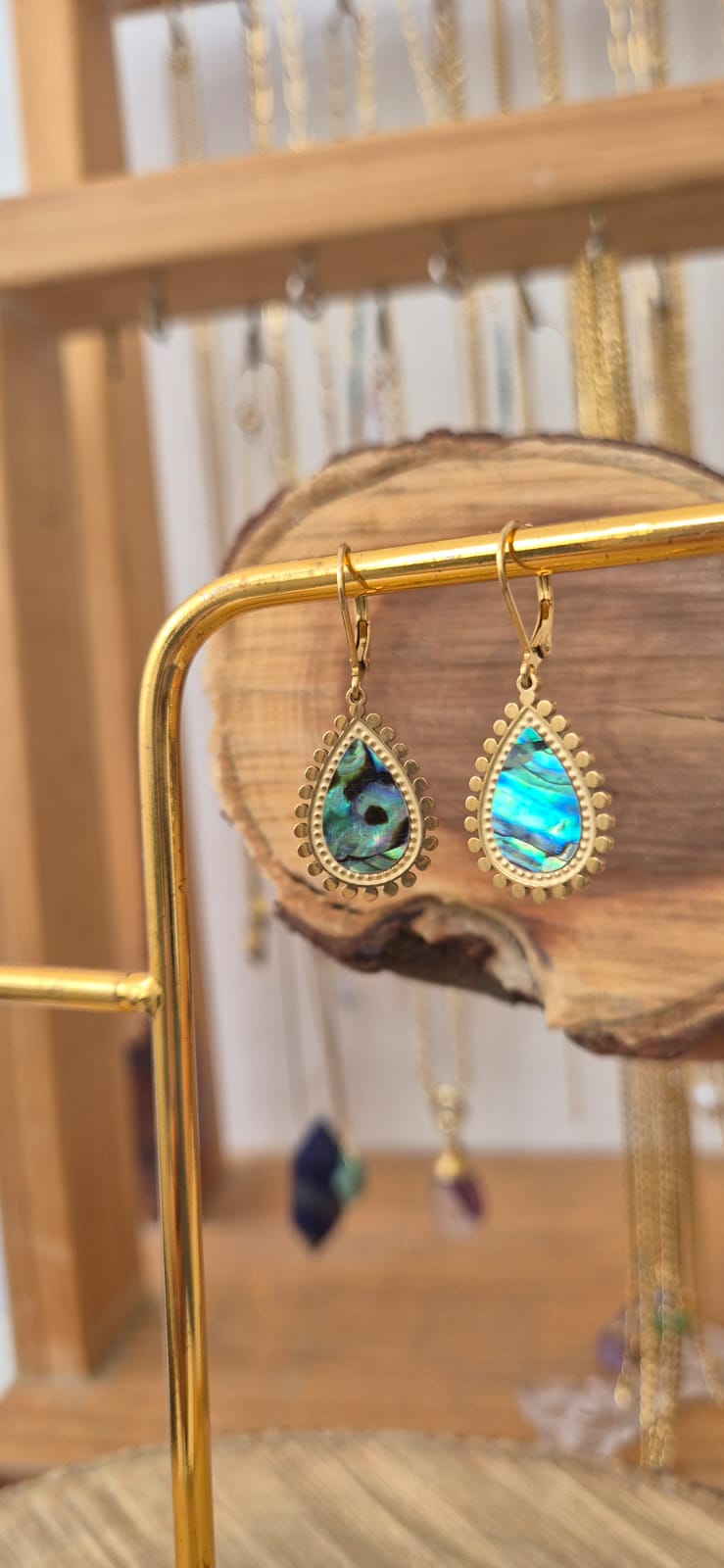 Aretes gota concha de abulón