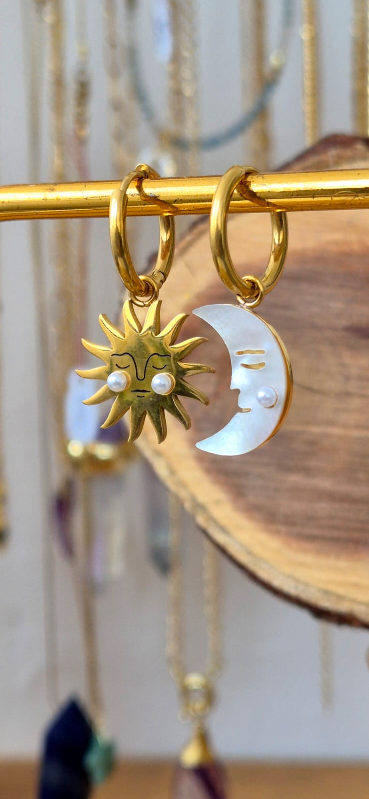 Aretes hoops luna y sol