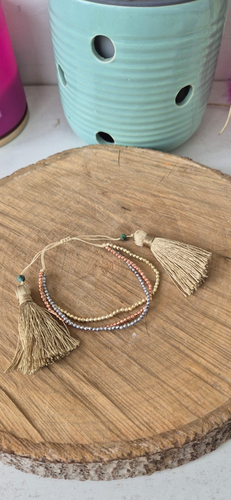 Pulsera ajustable hematita tricolor
