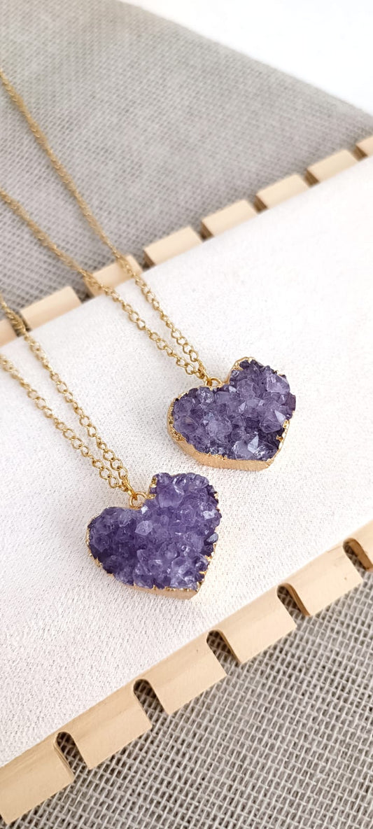Collar corazón druza amatista