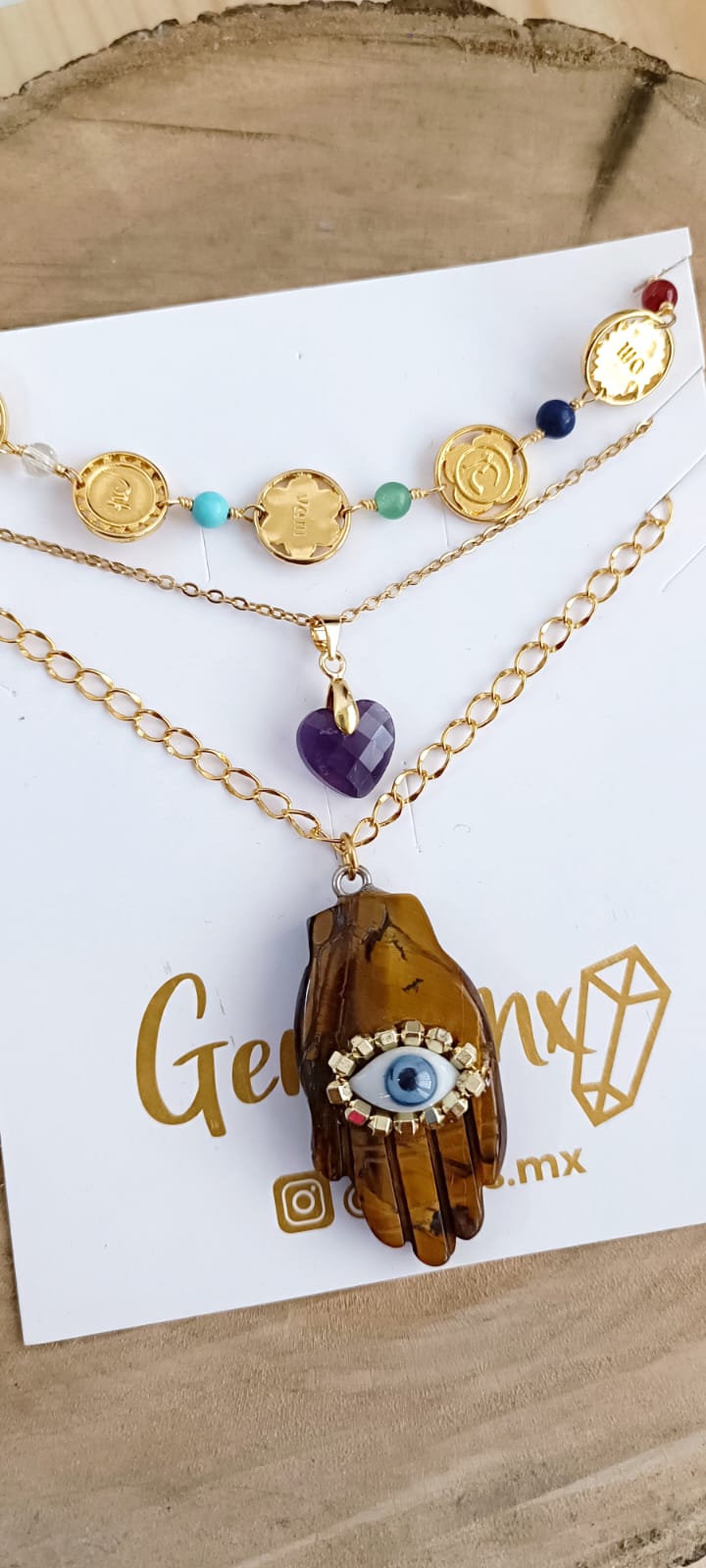 Collar mini corazón amatista