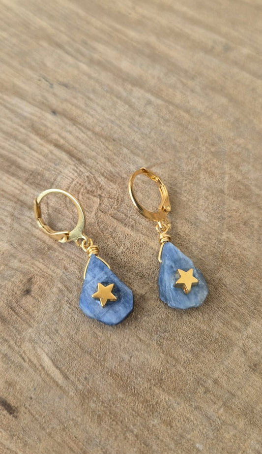 Aretes gota cianita azul