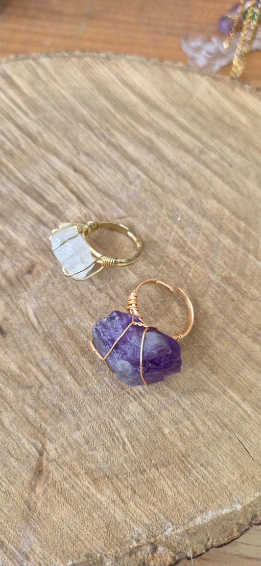 Anillo ajustable cuarzo barroco
