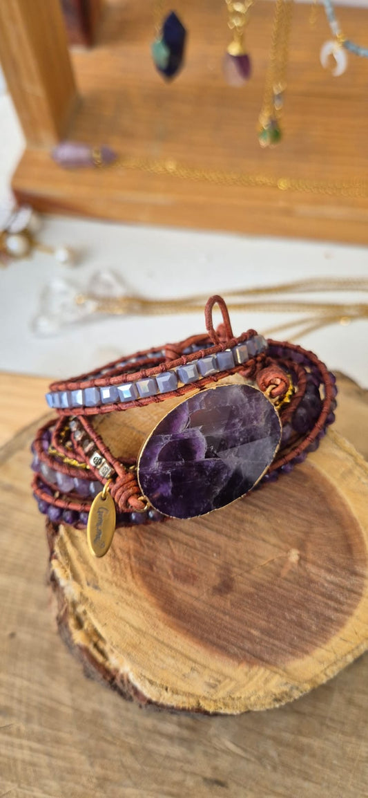 Maxi brazalete piel amatista