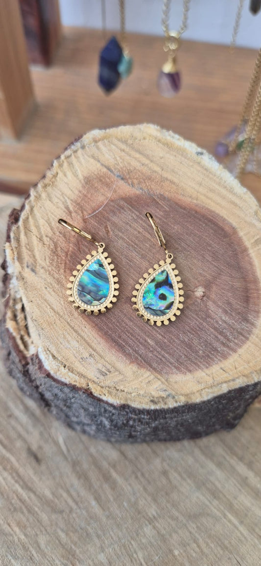 Aretes gota concha de abulón