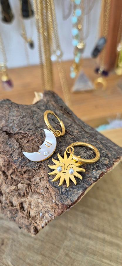 Aretes hoops luna y sol
