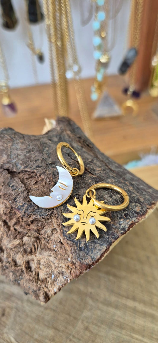 Aretes hoops luna y sol