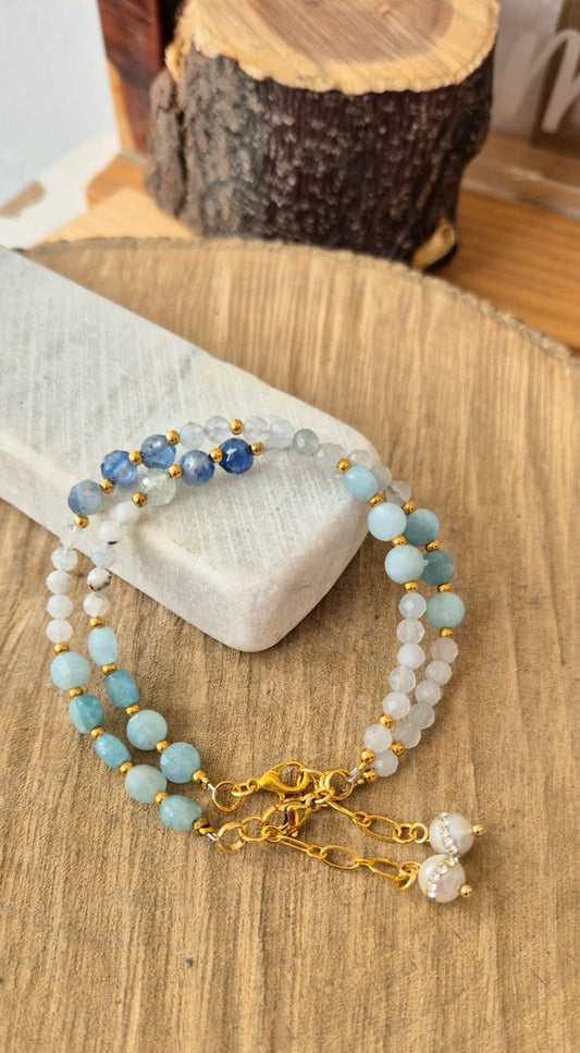 Pulsera aguamarina y piedra luna