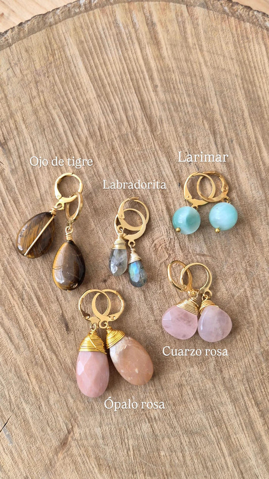 Aretes huggies acero inoxidable cuarzo