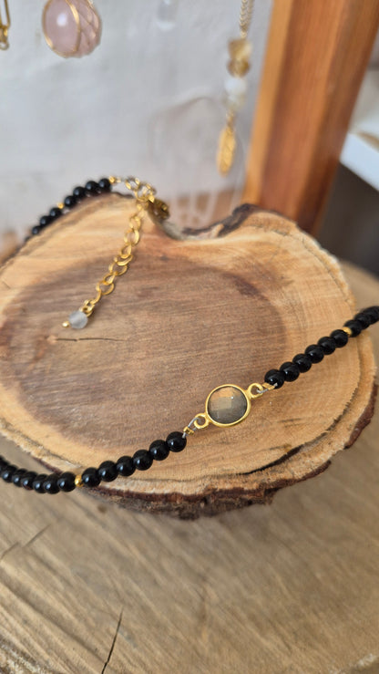 Choker turmalina con labradorita