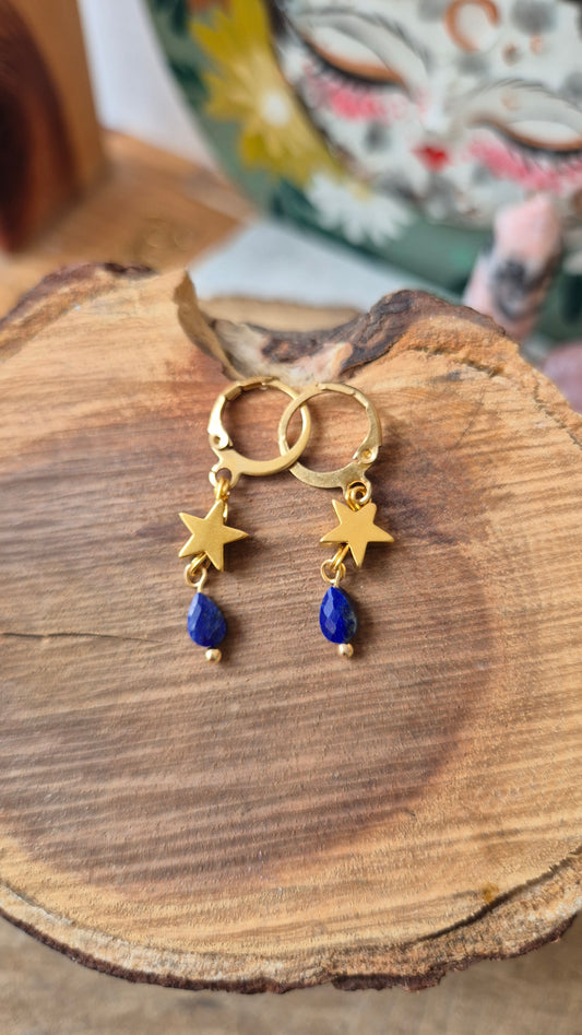 Aretes huggies Lapislázuli