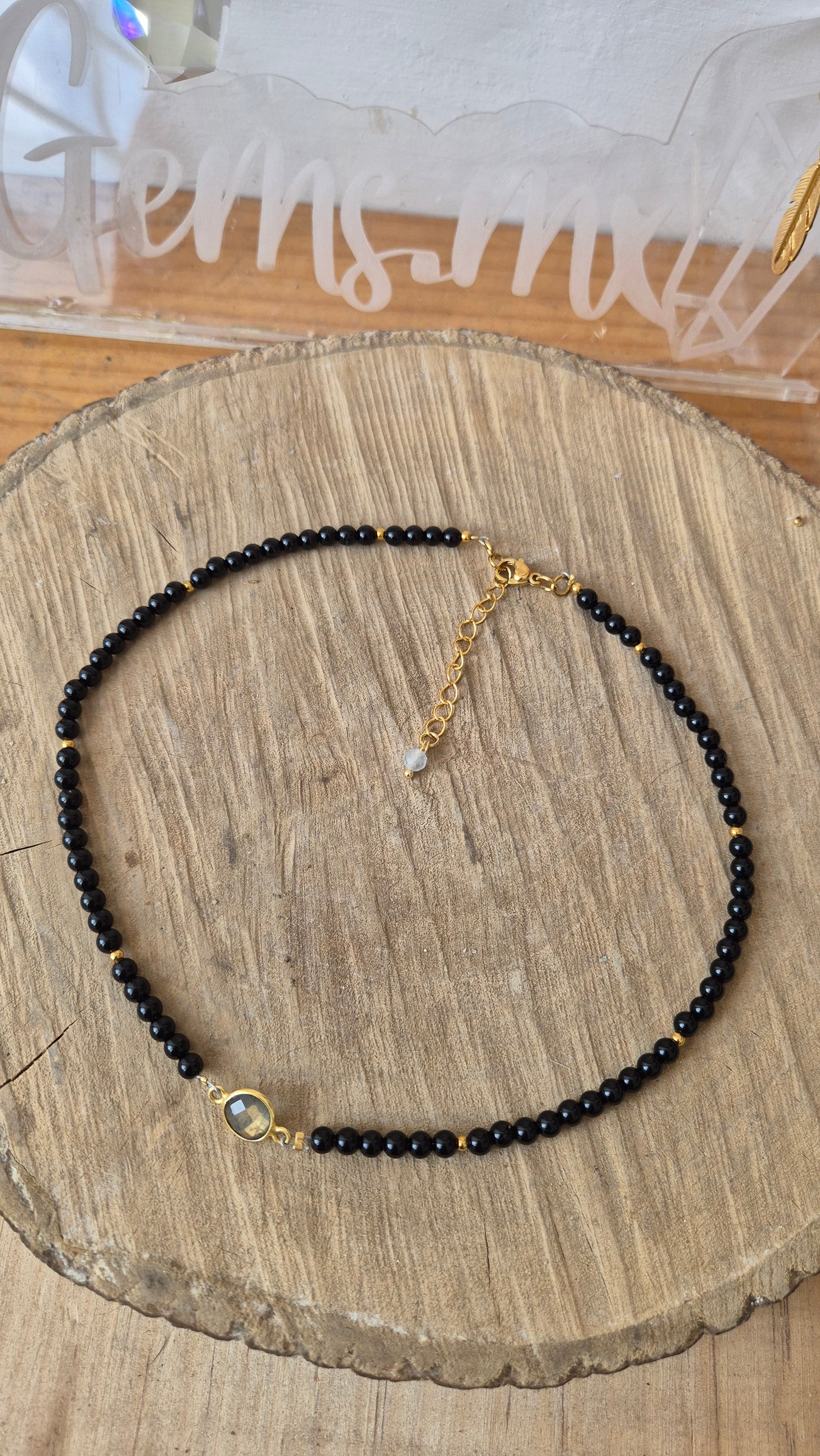 Choker turmalina con labradorita