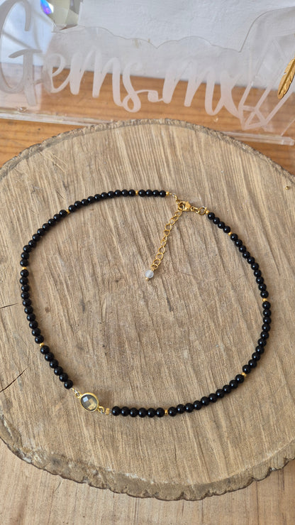 Choker turmalina con labradorita