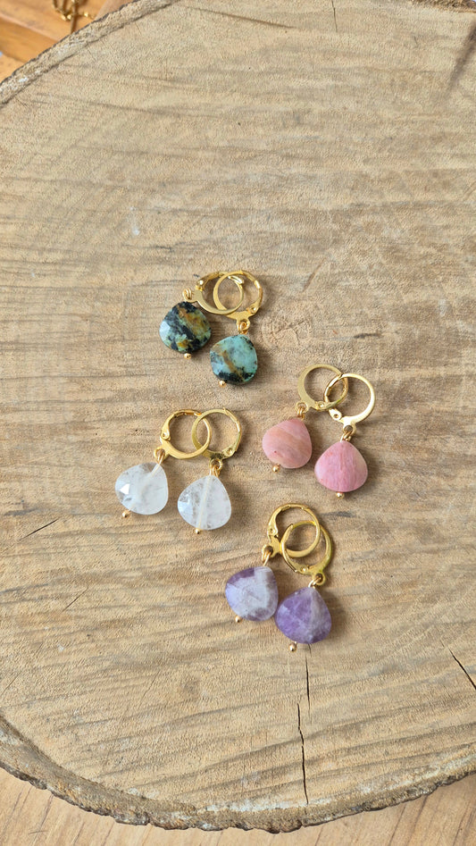 Aretes huggies acero inoxidable cuarzo