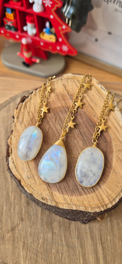 Collar piedra luna estrellas
