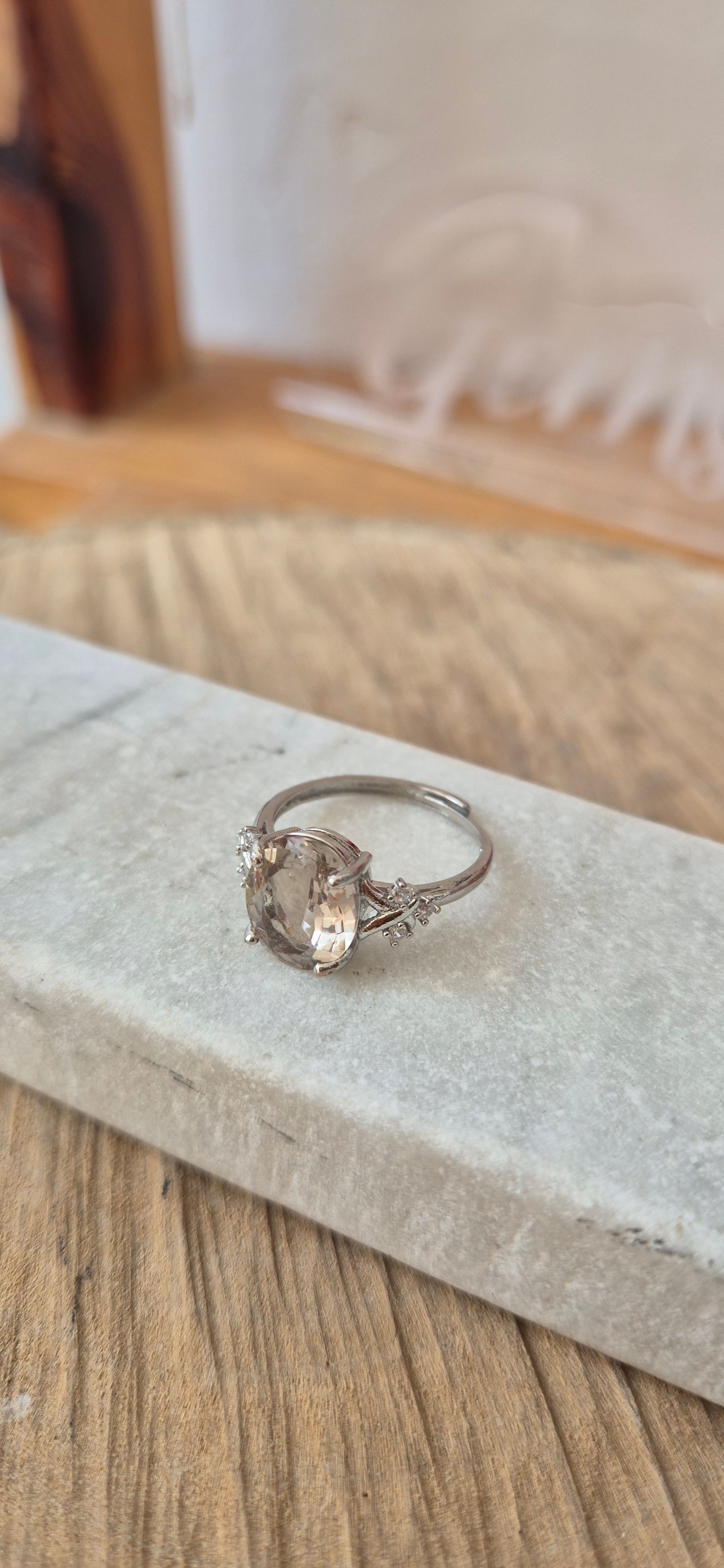 Anillo ajustable cuarzo humo