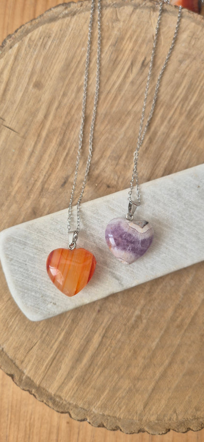 Collar corazón acero plateado