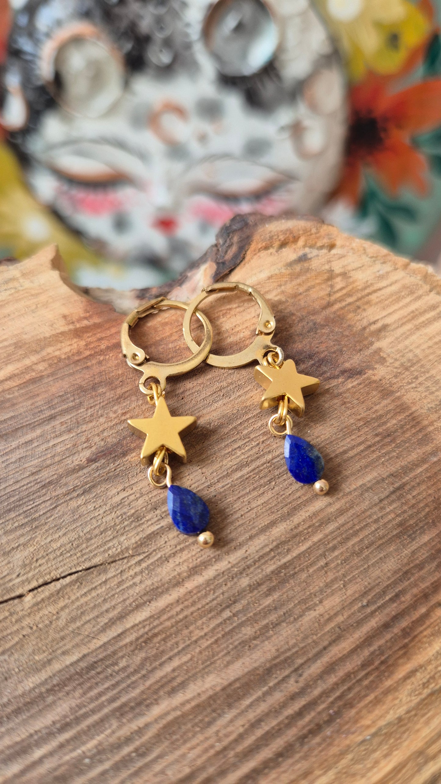 Aretes huggies Lapislázuli