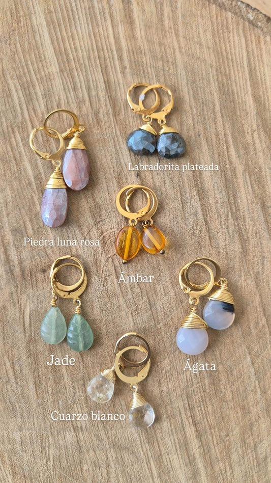 Aretes huggies acero inoxidable cuarzo