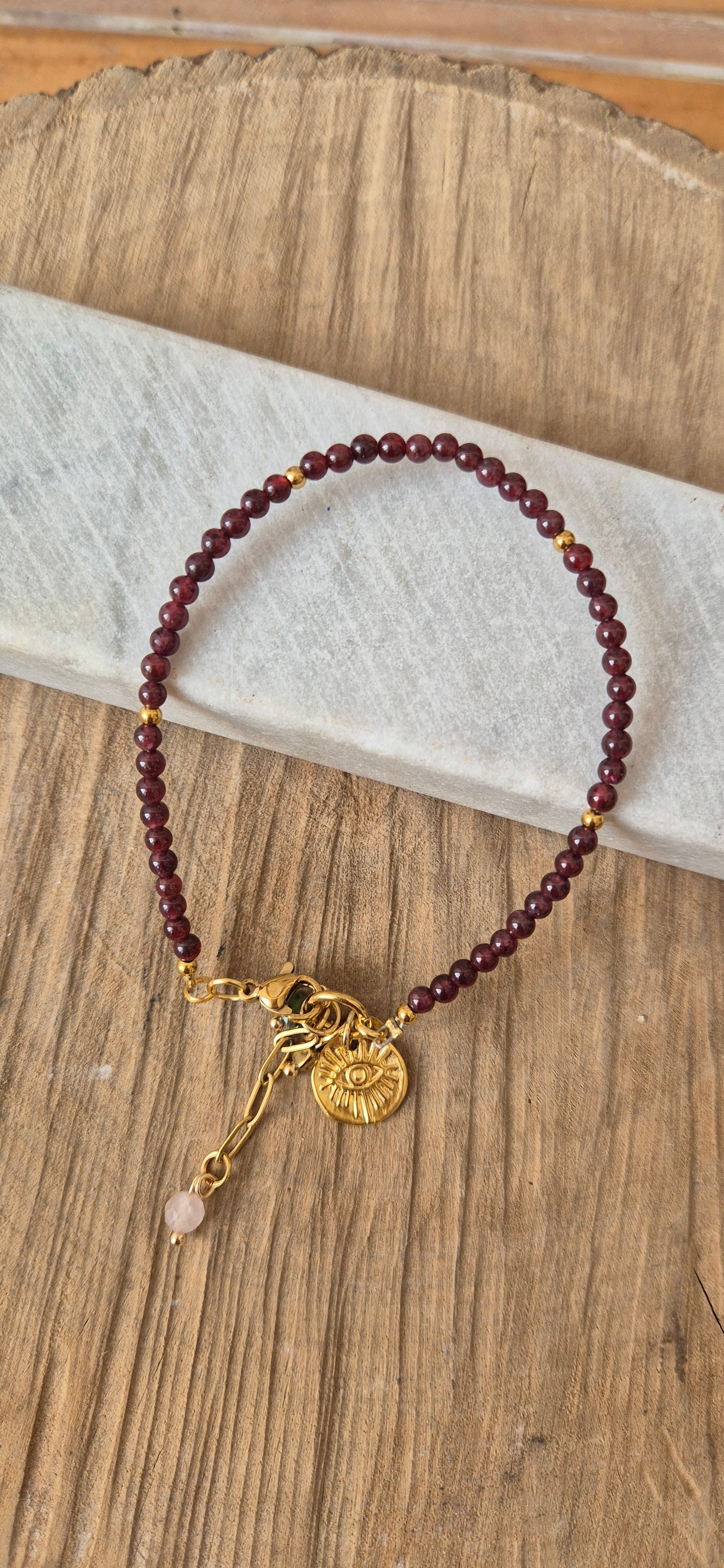 Pulsera granate esfera