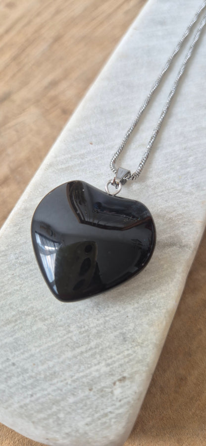 Collar corazón obsidiana