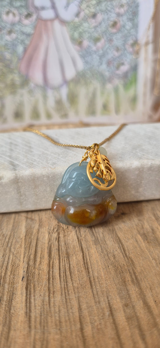 Collar Buda jade azul