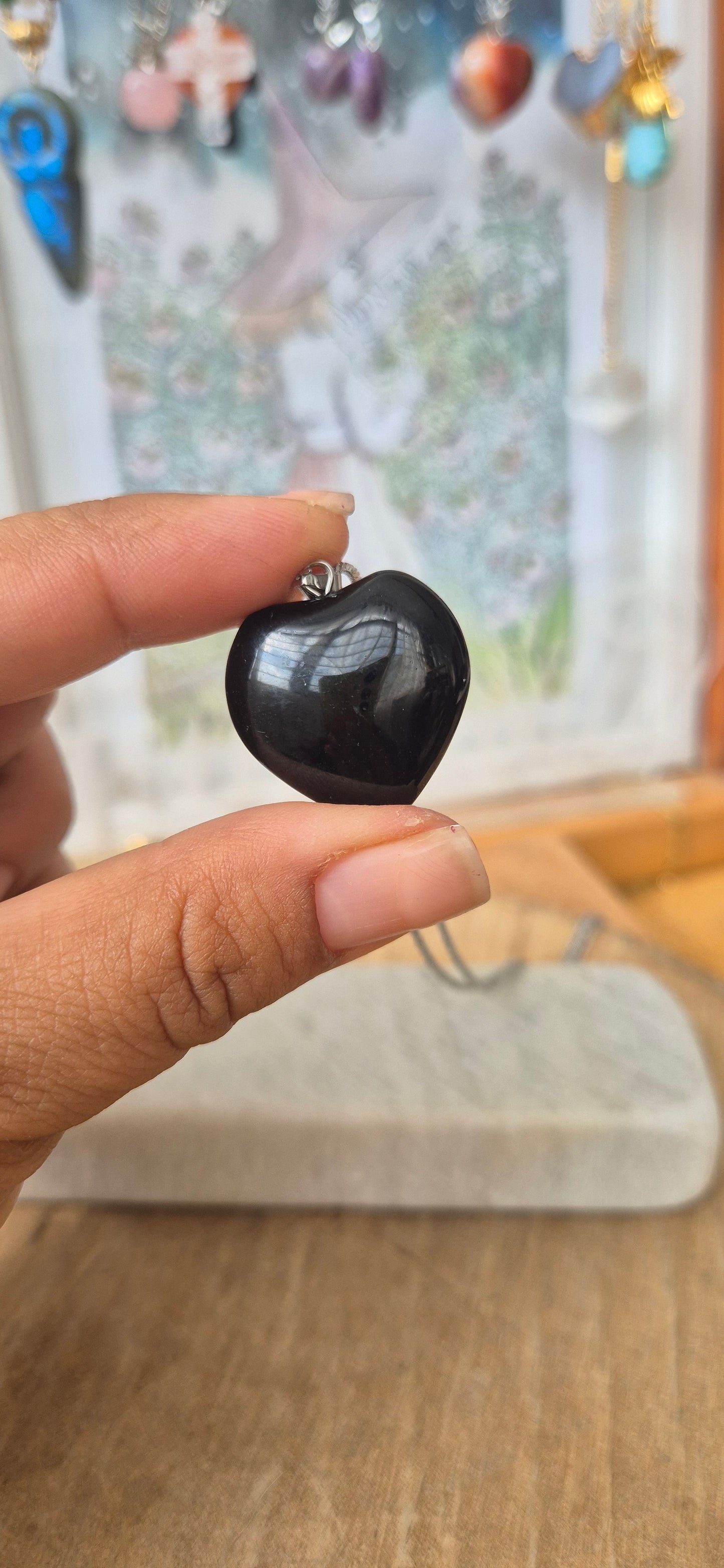 Collar corazón obsidiana