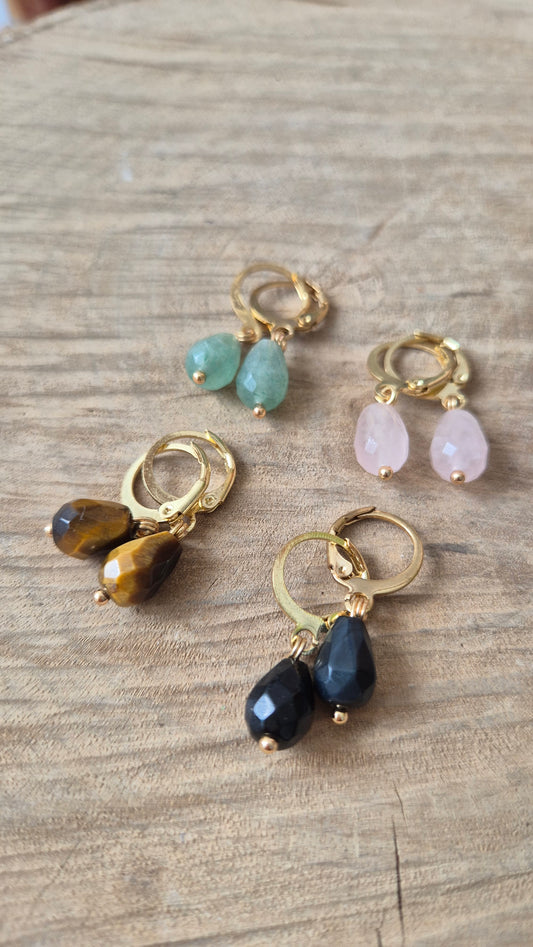 Aretes huggies cuarzo