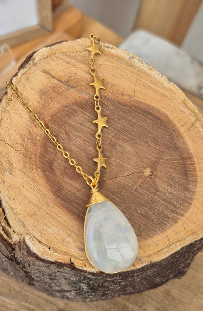 Collar piedra luna estrellas