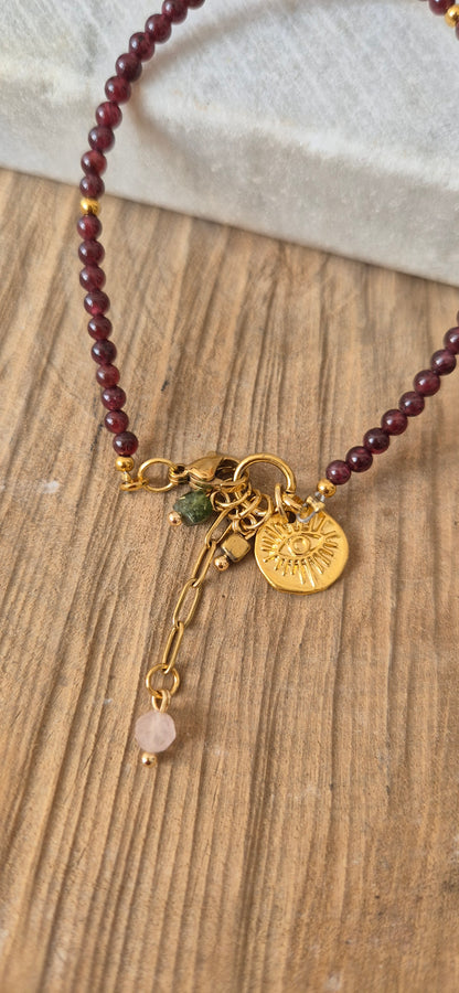 Pulsera granate esfera