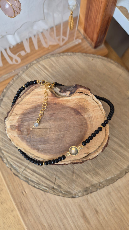 Choker turmalina con labradorita