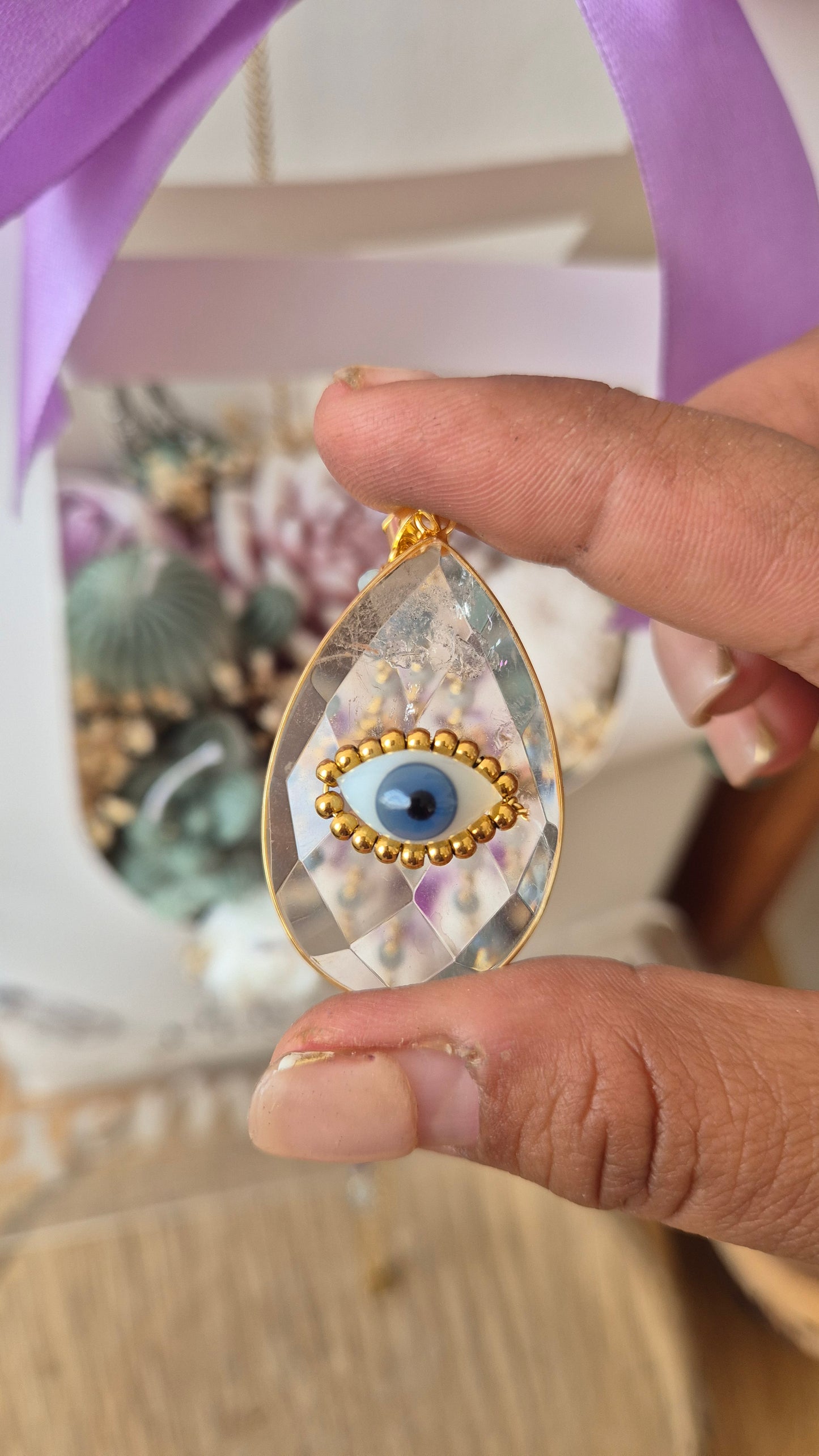 Collar protección aguamarina y cuarzo cristal