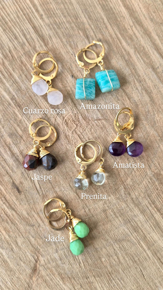 Aretes huggies acero inoxidable cuarzo